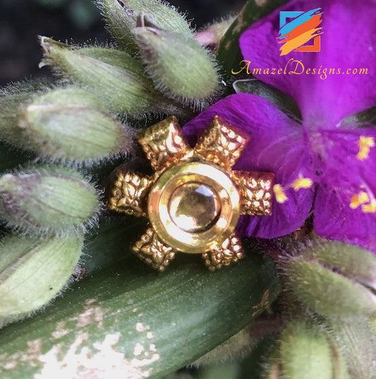 Clip On Kundan Golden Nose Pin