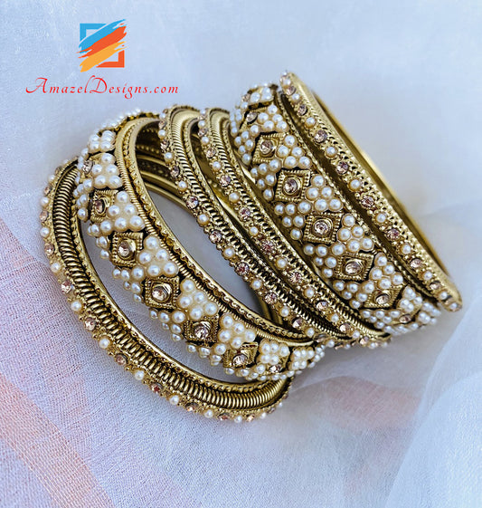 Kada Bangle Set with Stones and Beads