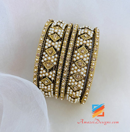 Kada Bangle Set with Stones and Beads