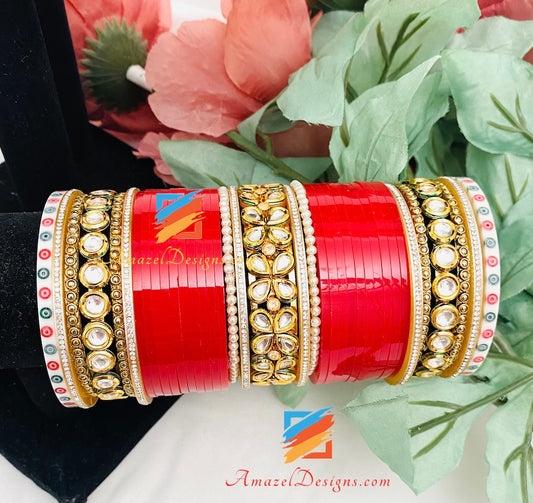High Quality Kundan Flower Stones and Round Kada Chooda