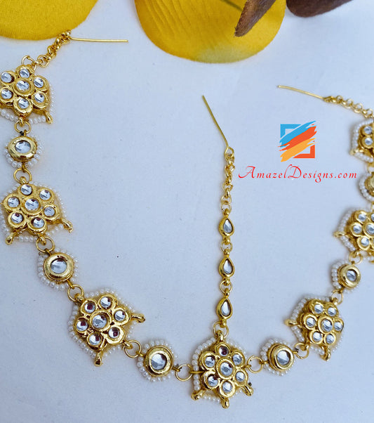 Kundan Golden Head Band Sheesh Phool