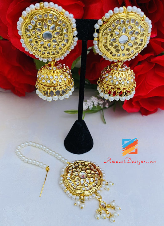 Set Kundan Golden Jhumki Tikka