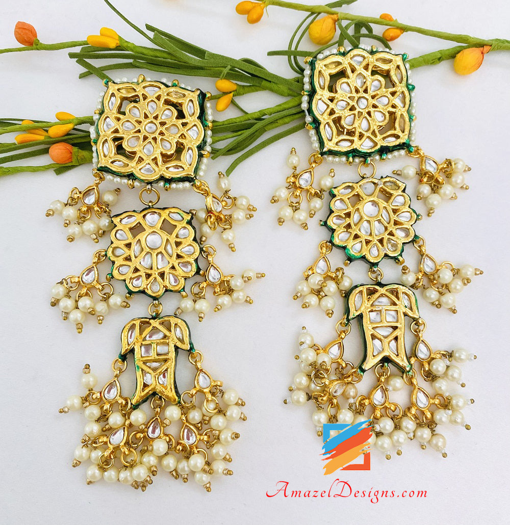 Kundan Golden Lightweight Earrings Tikka and Ring Set