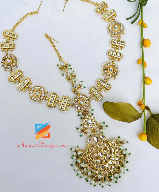 Kundan Golden Sheeshphool(Head Band) Tikka