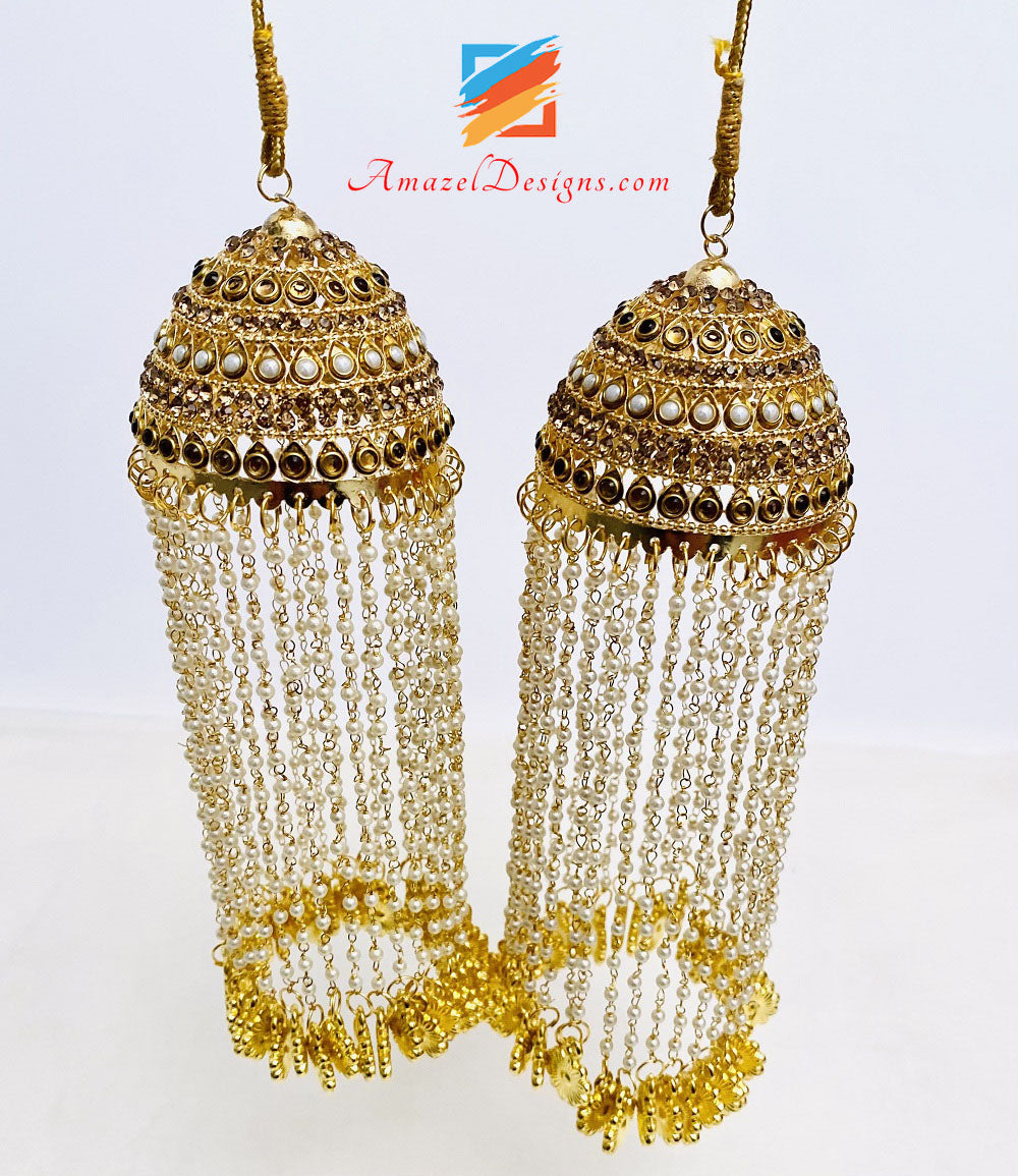 Kundan Kaleerey With Hanging Layers Of Beads