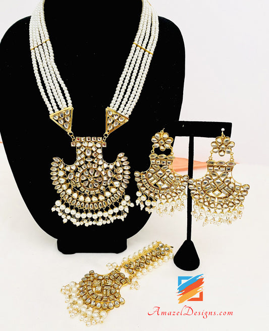 Kundan Long Rani Haar Earrings Tikka Set