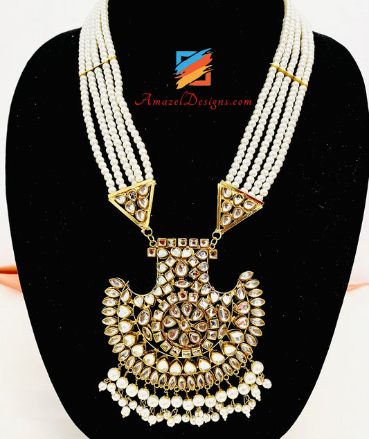 Kundan Long Rani Haar Orecchini Set Tikka 