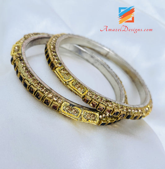 Kundan and Stone Bangle Golden Touch