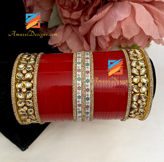 Kundan And Flower Traditional Bangle Churra