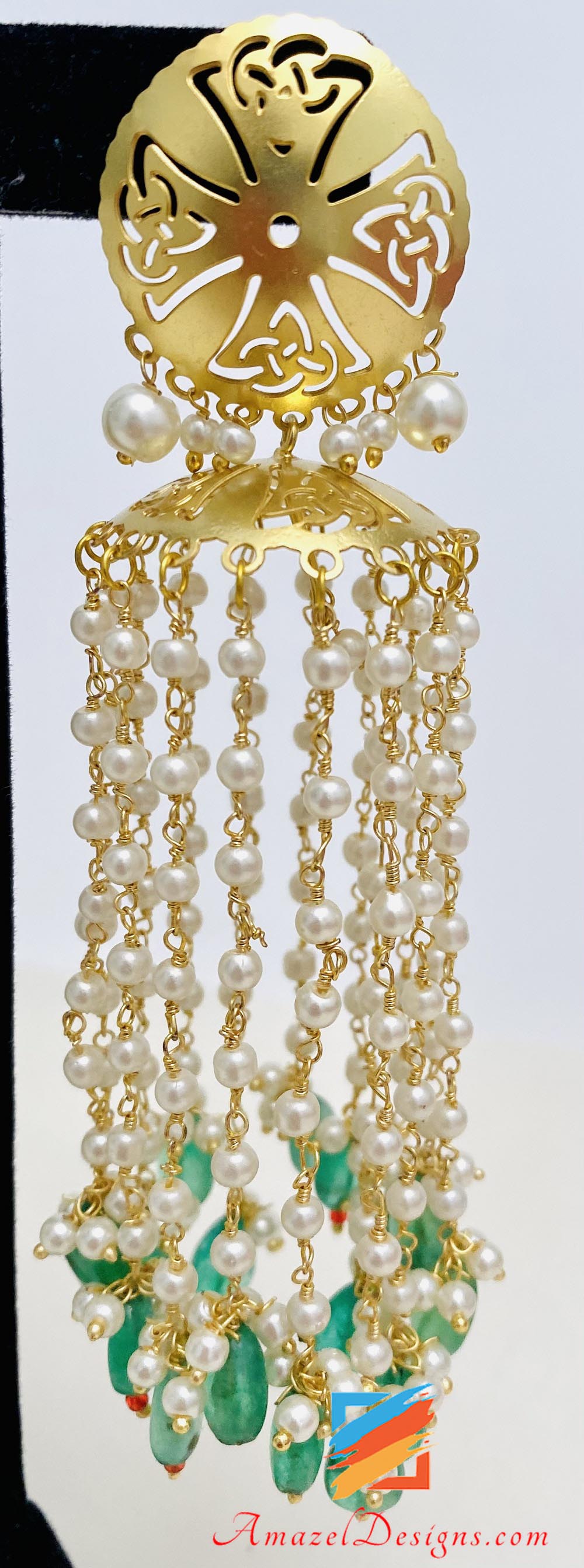 Lightweight Golden Mint Chandelier Earrings