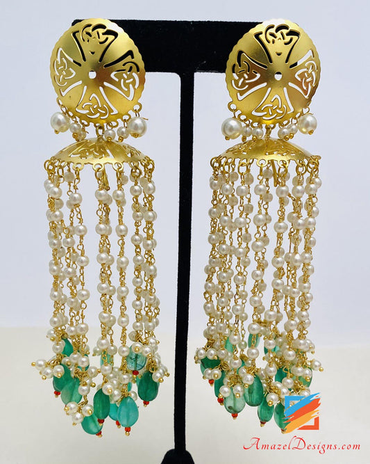 Lightweight Golden Mint Chandelier Earrings