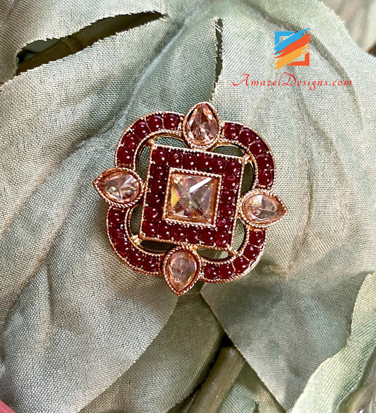 Maroon Adjustable Ring