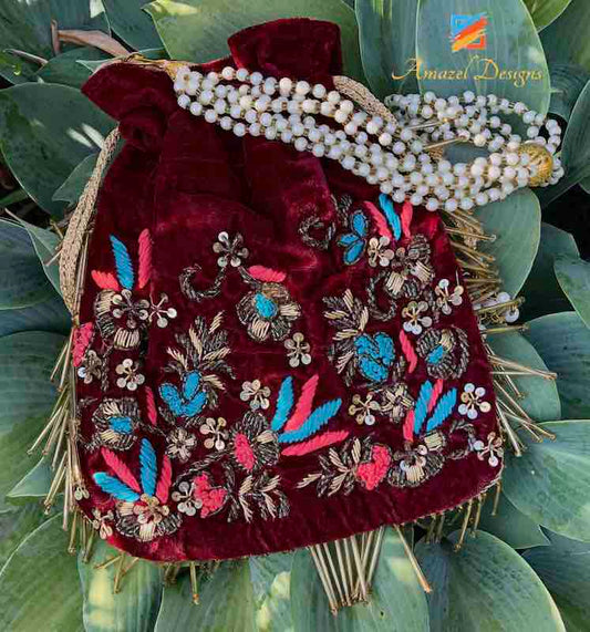 Maroon Potli Bag