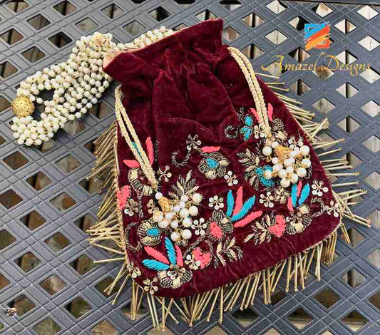 Maroon Potli Bag