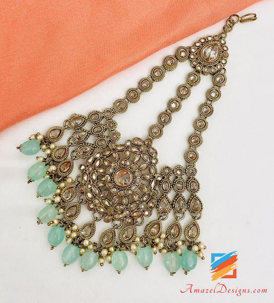 Mint Beads Polki Jhoomer