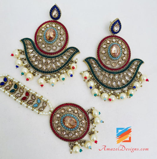 Orecchini Oversize Multicolore E Set Tikka