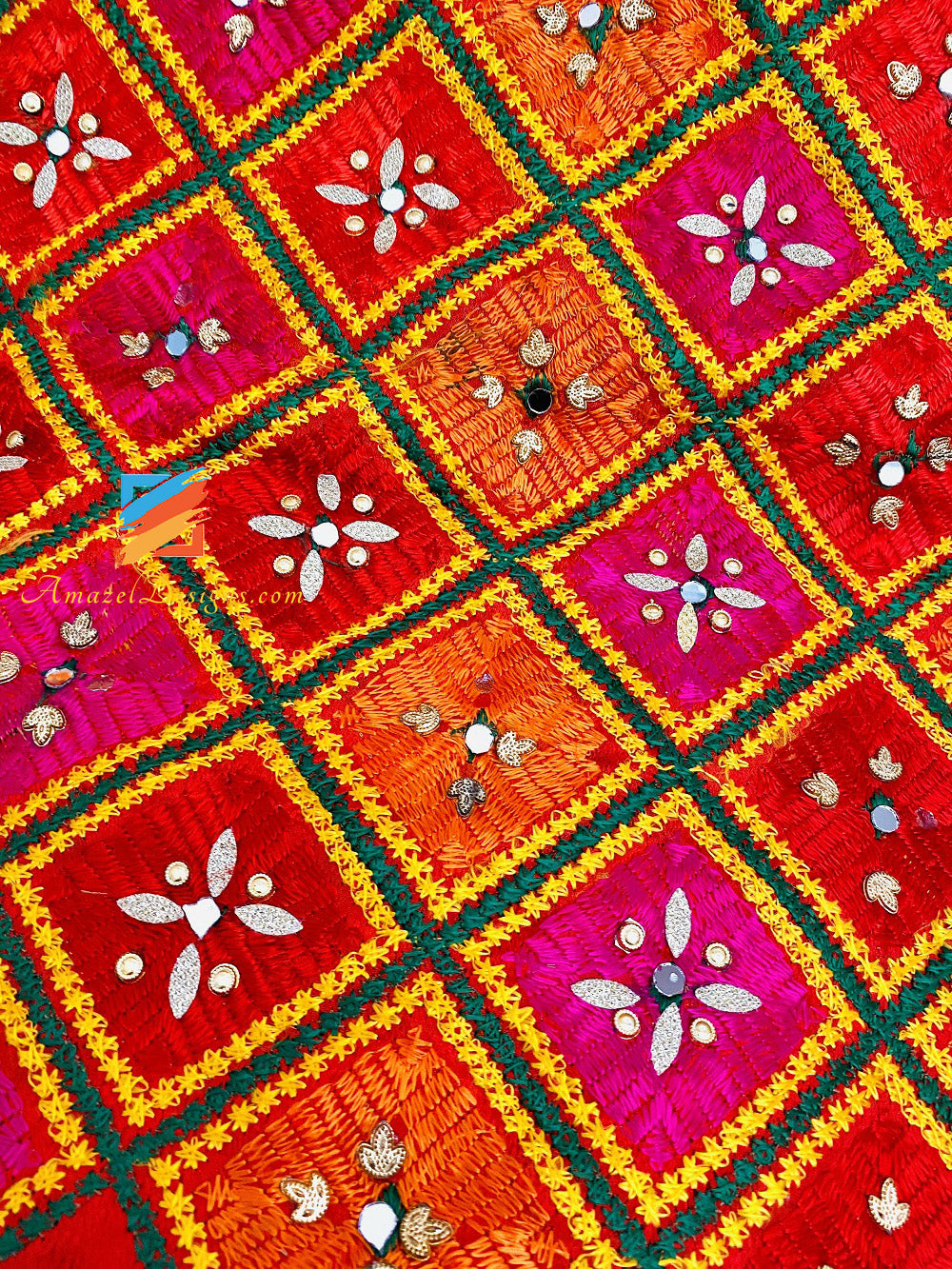 Multicoloured Sheesha Fulkari With Sippi Tilla Gotta