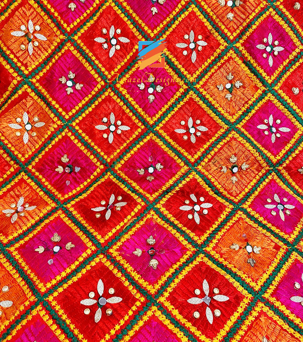 Multicoloured Sheesha Fulkari With Sippi Tilla Gotta