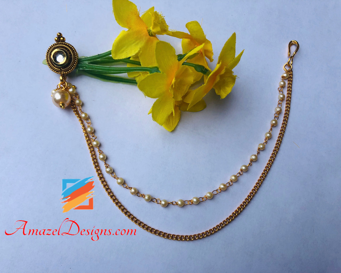 Buy Bridal Gold Small Wedding 0.6 inch Nose Ring Chain Hoop/Indian Bridal  Nose Nath Hoop/Delicate Pierced Nose Ring/Left Nose Hoop/Bollywood Septum  Hoop Online at desertcartIsrael