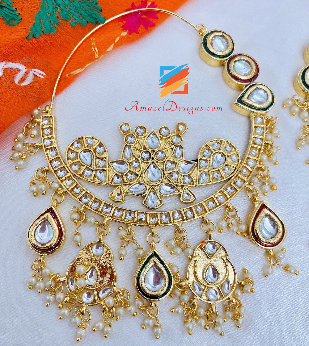 Oversized Kundan Waliyaan Balley Multicoloured Lightweight Earrings Passa Set