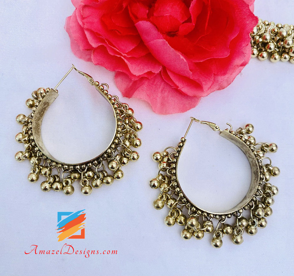 Oxidized Golden Lightweight Earrings Necklace Set
