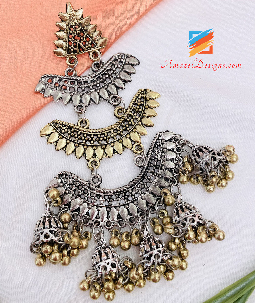 Jewelry | Oxidized Silver Earrings With Fuchsia Colored Plastic Jewels  Indian Jhumka | Poshmark
