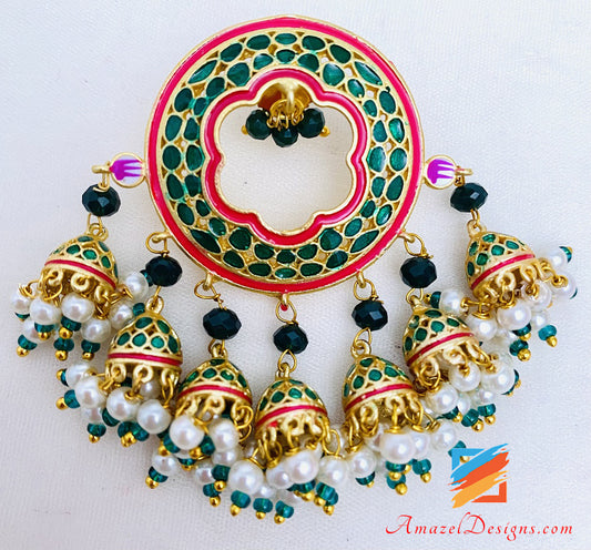 Painted Green Studs And Tikka Set