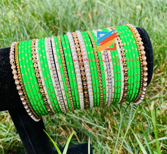 Parrot Green Mix Bangle Set