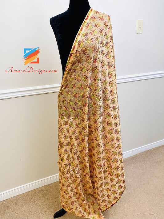 Peach Sippi Work Phulkari