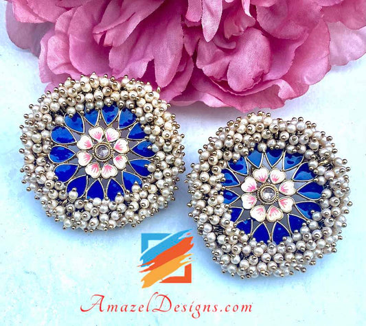 Pearlie Studs Earrings Blue