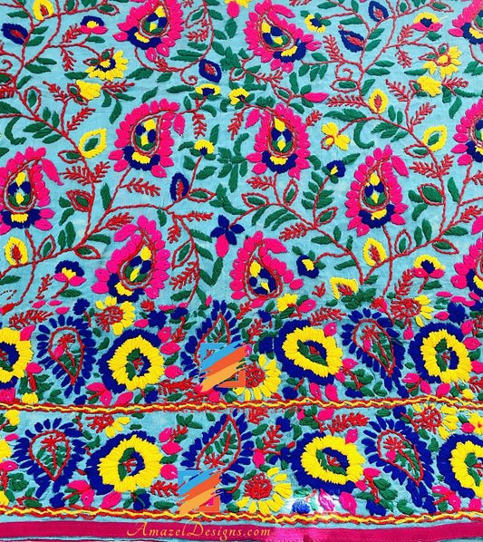 Phulkari Duppatta Ricamo a mano dappertutto