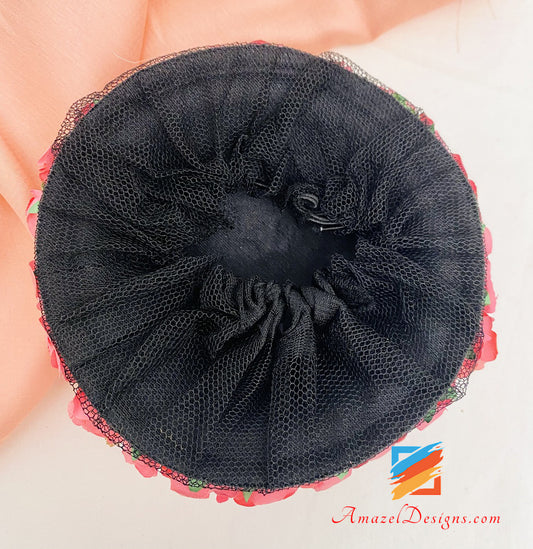 Pink And Red Roses Floral Hair Jooda Bun