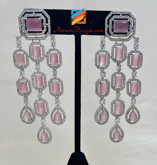 Orecchini in argento rosa con diamanti americani 