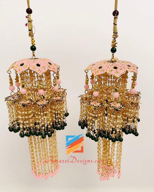 Pink and Green Meenakari Hand Painted Kaleere