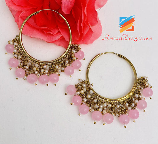 Pink And White Bunches Of Beads Waliyaan
