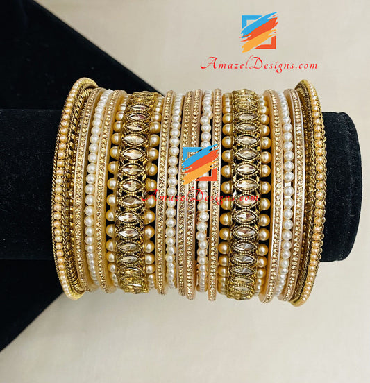 Polki And Beads Bangles Set