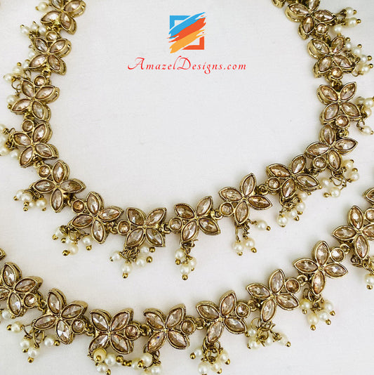 Polki Champagne Beads Payal