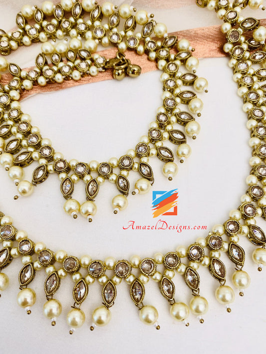 Polki Cream Beads Payal