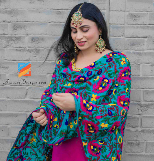 Phulkari Duppatta Hand Embroidery All Over