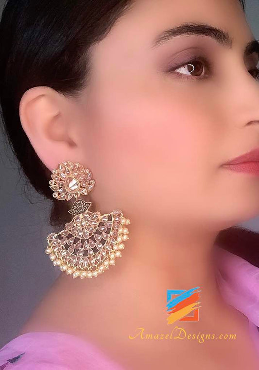 Polki Champagne Black Earrings