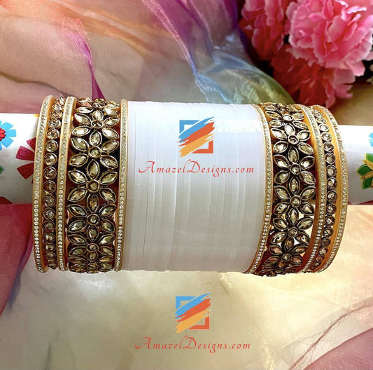 Kundan Kada und Polki Flower Kada Choora 