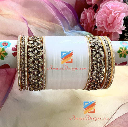 Kundan Kada und Polki Flower Kada Choora 