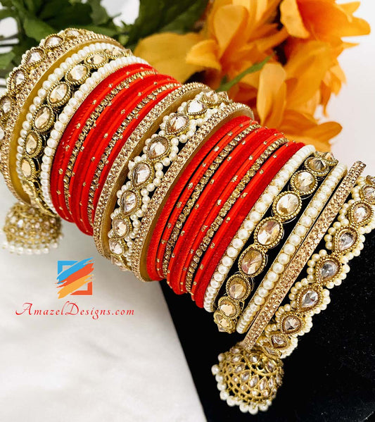 Polki Jhumki Bridal / Non Bridal Bangle Set