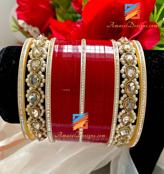 Polki Moti Kada Golden Bangle Chura