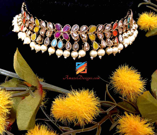 Polki Multicoloured Choker Necklace