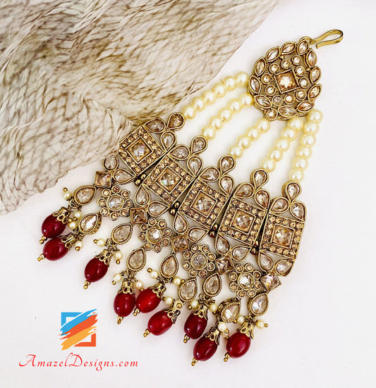 Polki and Stones Maroon Passa