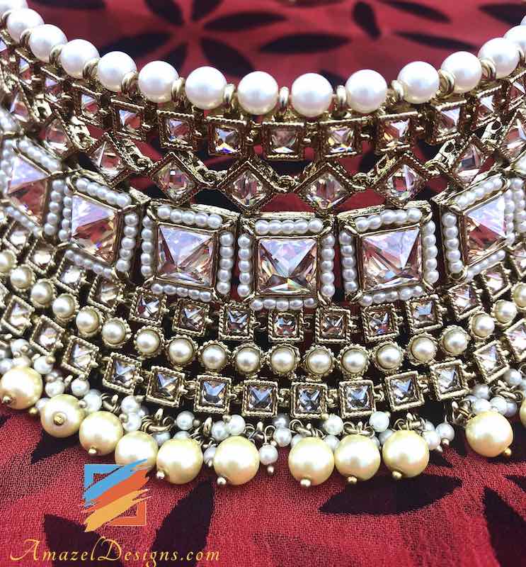 Bridal Polki Necklace and Earrings Tikka Set