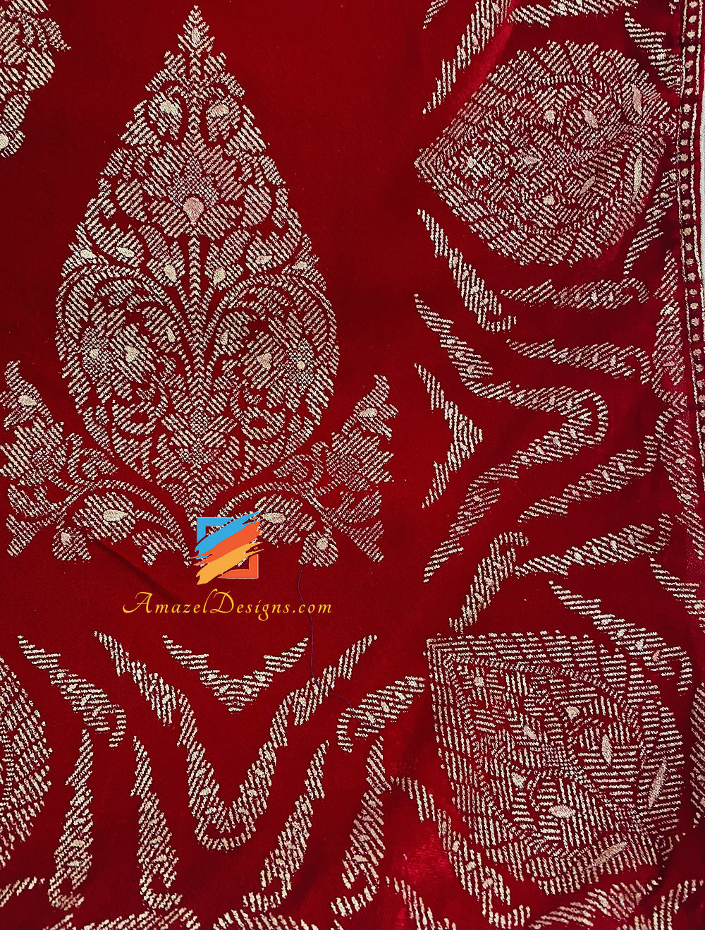 Red Golden Printing Velvet Shawl