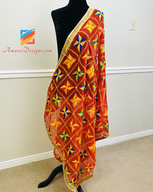 Red Super Lightweight Phulkari