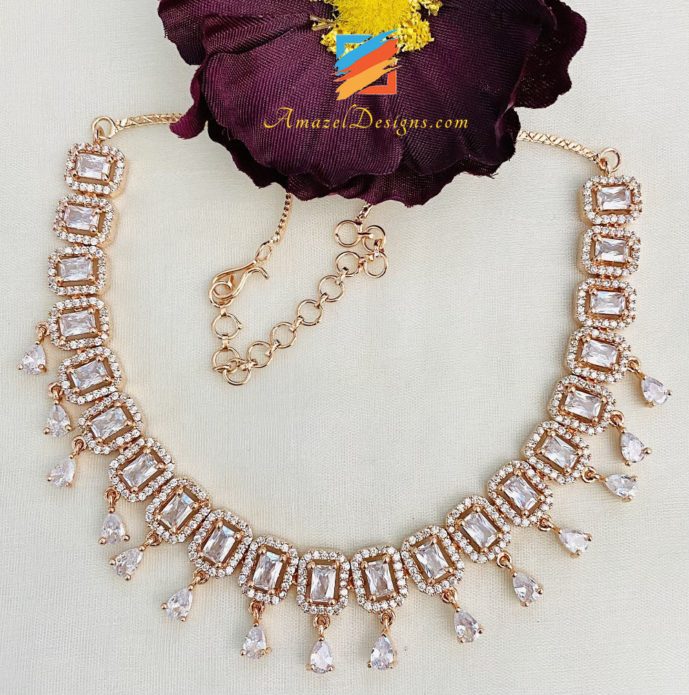 Einreihige Halskette mit amerikanischem Diamant aus Roségold